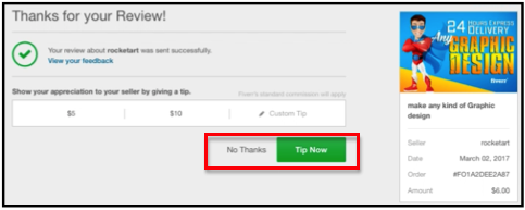 fiverr leaving a tip